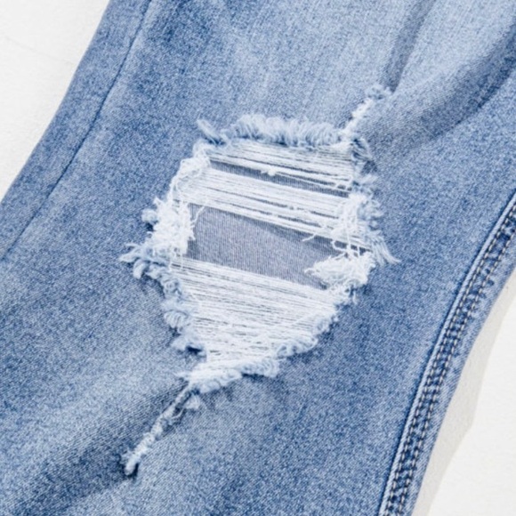 Dusk Blue High Rise Distressed Flare Jeans - Picture 9 of 10
